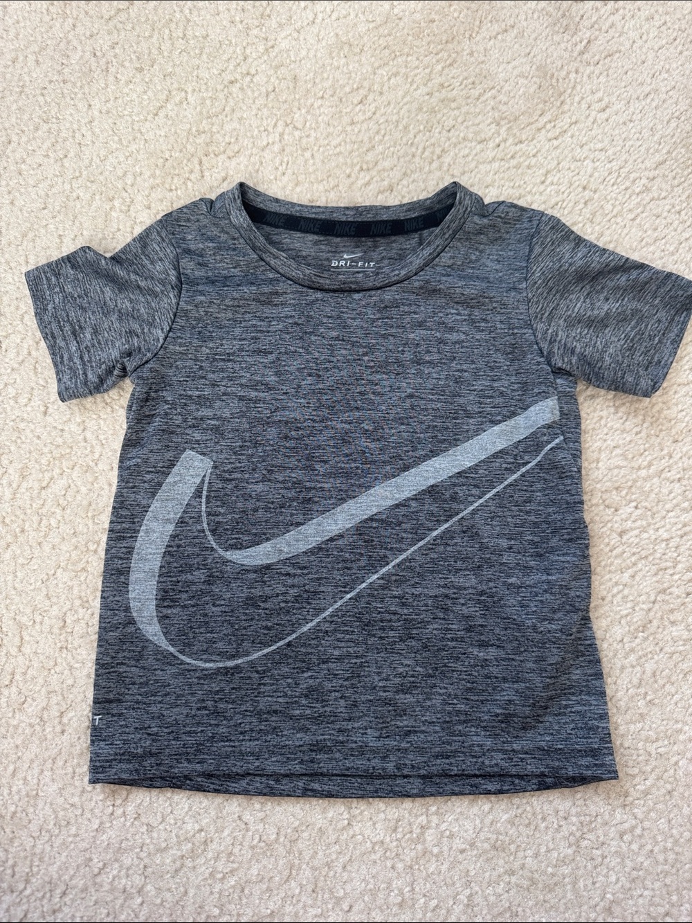 Nike Kids Heather Gray Dri-fit Short Sleeve Tee with Large Swoosh size 3T